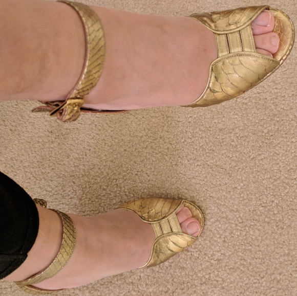 Terry de Havilland Gold Python Platform Sandals - Picture 5 of 8